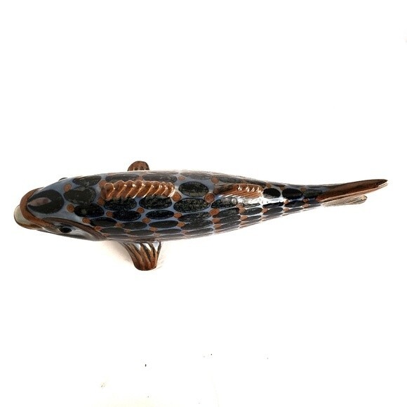 Vintage El Palomar Mexico Hand Painted Pottery Fish Sculpture 11.5" - Picture 6 of 11